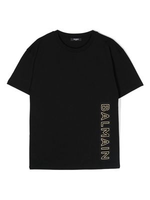 Balmain Kids embossed-logo cotton T-shirt - Black