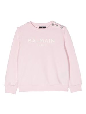 Balmain Kids embroidered-logo cotton sweatshirt - Pink