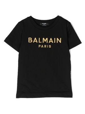Balmain Kids embroidered-logo T-shirt - Black