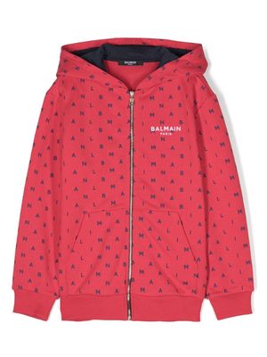 Balmain Kids embroidered-logo zip-up hoodie