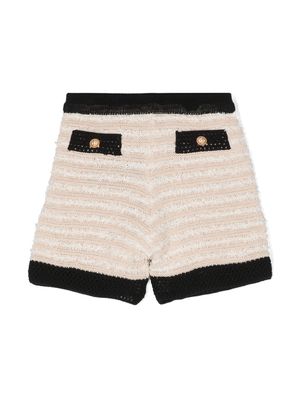 Balmain Kids frayed knitted shorts - Neutrals