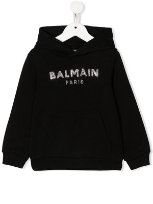 Balmain Kids gem-logo pullover hoodie - Black