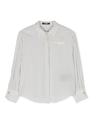 Balmain Kids geometric-print crepe shirt - White