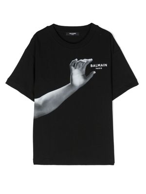 Balmain Kids graphic-print cotton T-shirt - Black
