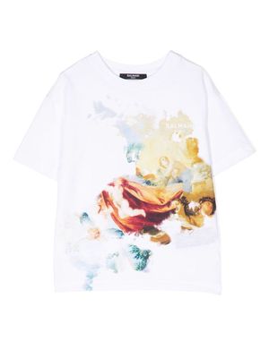 Balmain Kids graphic-print cotton T-shirt - White