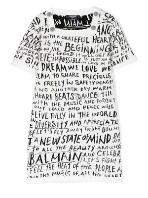 Balmain Kids graphic-print T-shirt dress - White