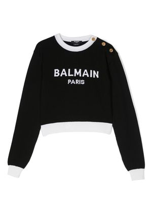 Balmain Kids intarsia-knit logo jumper - Black