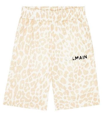 Balmain Kids Leopard-print cotton shorts