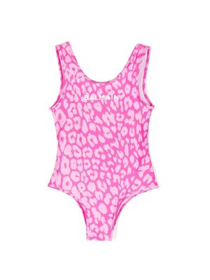 Balmain Kids leopard-print swimsuit - Pink