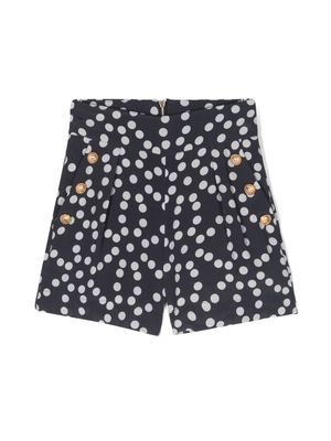 Balmain Kids lion-head buttoned shorts - Blue