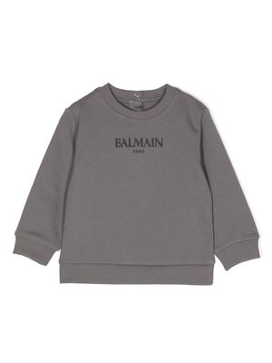 Balmain Kids logo-appliqué cotton sweatshirt - Grey