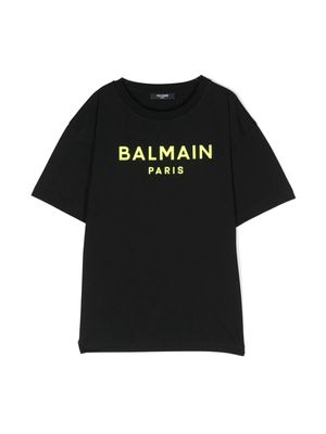 Balmain Kids logo-appliqué cotton T-shirt - 930GL BLACK