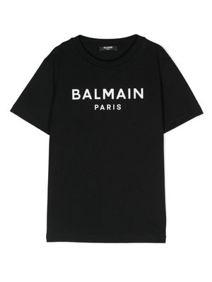 Balmain Kids logo-appliqué cotton T-shirt - Black
