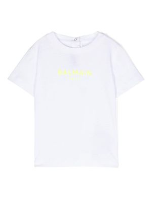 Balmain Kids logo-appliqué cotton T-shirt - White
