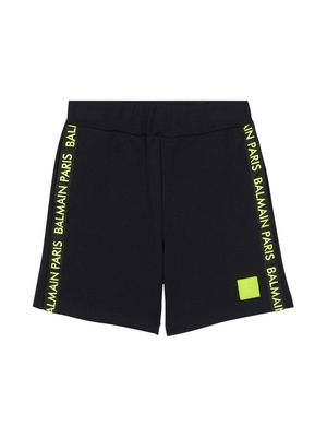 Balmain Kids logo-appliqué jersey shorts - Black