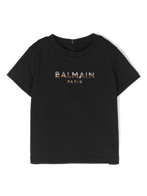 Balmain Kids logo-appliqué short-sleeve T-shirt - Black