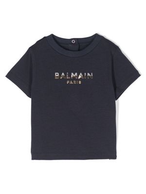 Balmain Kids logo-appliqué short-sleeve T-shirt - Blue