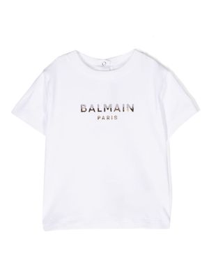 Balmain Kids logo-appliqué short-sleeve T-shirt - White