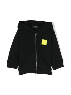 Balmain Kids logo-appliqué zipped hoodie - Black