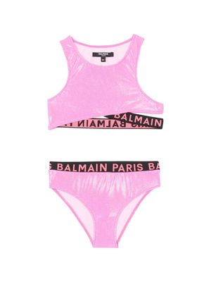 Balmain Kids logo-band bikini - Pink