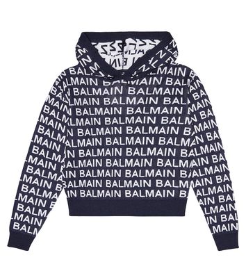 Balmain Kids Logo cotton-blend cropped hoodie