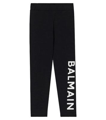 Balmain Kids Logo cotton-blend leggings