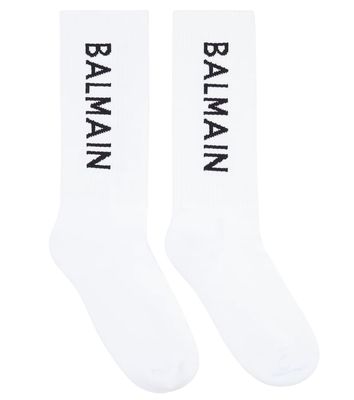 Balmain Kids Logo cotton-blend socks