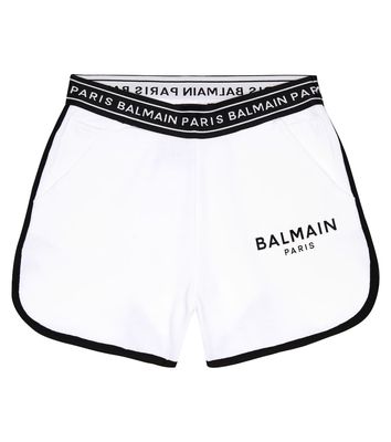 Balmain Kids Logo cotton shorts