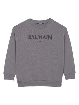 Balmain Kids logo-detail cotton sweatshirt - Grey