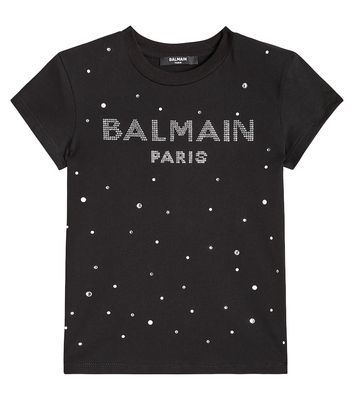 Balmain Kids Logo embellished cotton jersey T-shirt