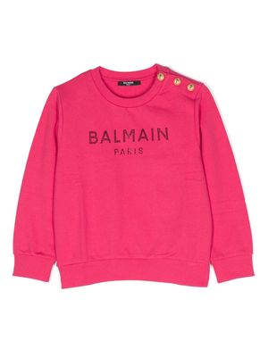 Balmain Kids logo-embellished cotton sweatshirt - Pink