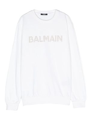 Balmain Kids logo-embellished cotton sweatshirt - White