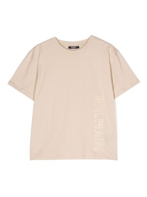 Balmain Kids logo-embossed cotton T-shirt - Neutrals