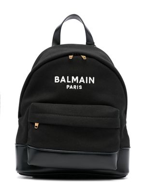 Balmain Kids logo-embroidered cotton backpack - Black