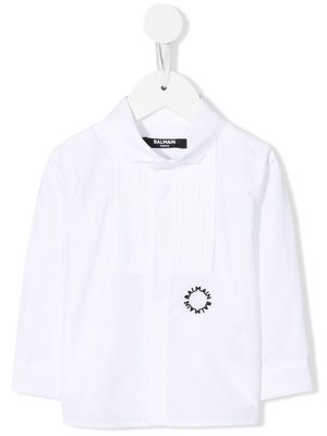 Balmain Kids logo-embroidered cotton shirt - White