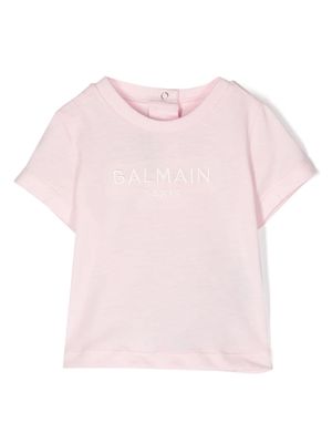 Balmain Kids logo-embroidered cotton T-shirt - Pink