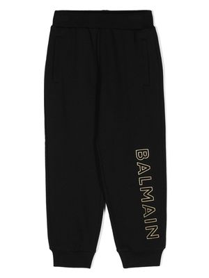 Balmain Kids logo-embroidered cotton track pants - Black