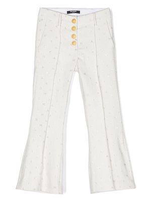 Balmain Kids logo-embroidered flared trousers - White