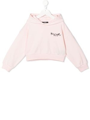 Balmain Kids logo-embroidered hoodie - Pink