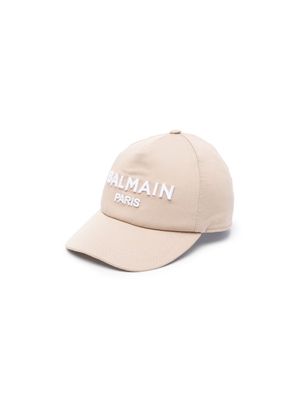 Balmain Kids logo-embroidery cotton hat - Neutrals