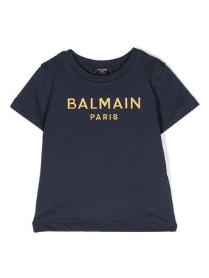 Balmain Kids logo-embroidery T-shirt - Blue