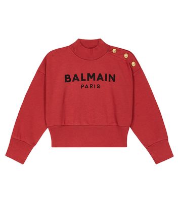 Balmain Kids Logo high-neck cotton sweatshirt