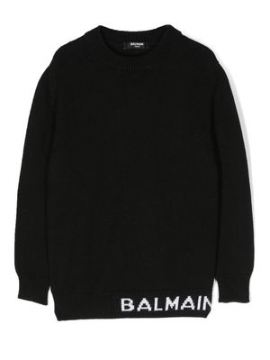 Balmain Kids logo-intarsia jumper - Black