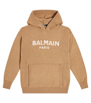 Balmain Kids Logo intarsia wool and cashmere hoodie