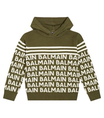 Balmain Kids Logo intarsia wool-blend hoodie