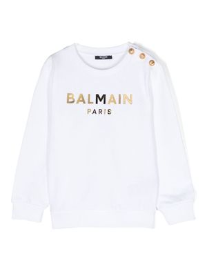 Balmain Kids logo-lettering cotton sweatshirt - White