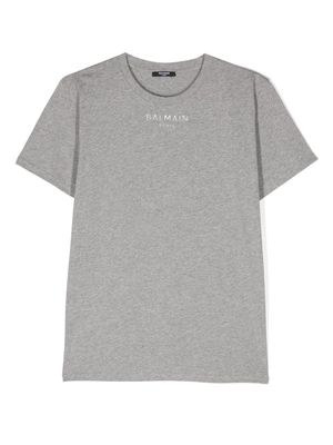 Balmain Kids logo-lettering cotton T-shirt - Grey
