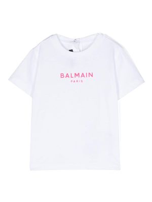 Balmain Kids logo-lettering cotton T-shirt - White