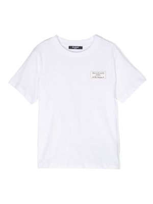 Balmain Kids logo-patch cotton T-shirt - White