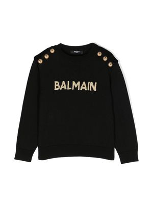 Balmain Kids logo-patch embossed-buttons jumper - Black